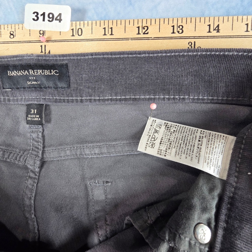 Banana Republic Skinny Corduroy‎ Pants Mens 31 Charcoal Gray 5-Pocket Trousers